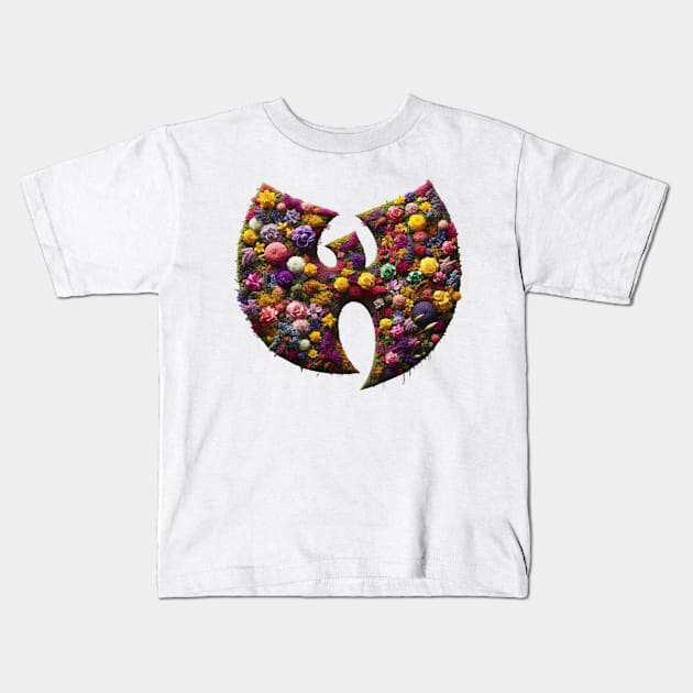 Wutang logo serval flowers effect Kids T-Shirt by thestaroflove